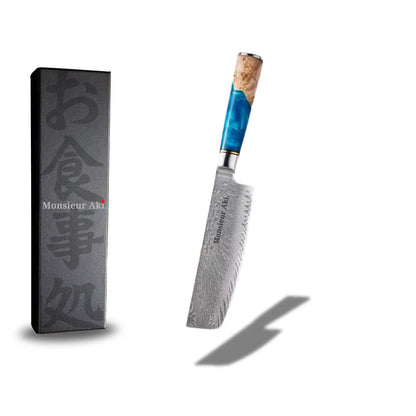 Set de 7 couteaux japonais Monsieur Aki – Kyoto - Acier Damas