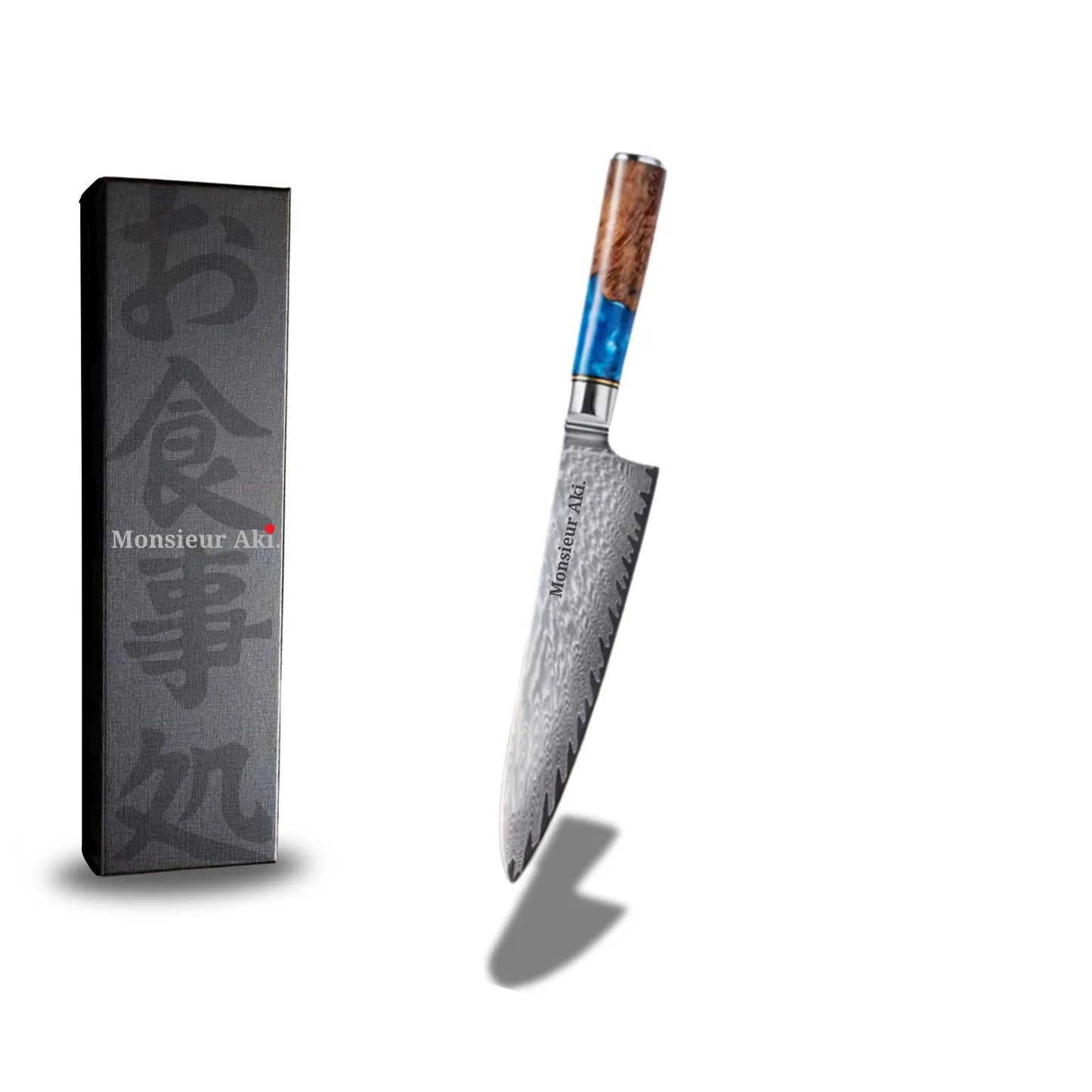 Set de 7 couteaux japonais Monsieur Aki – Kyoto - Acier Damas